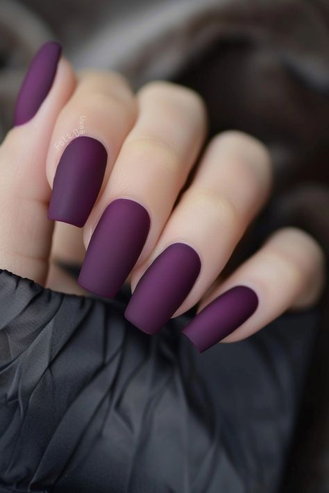 Dark Violet Matte Nails