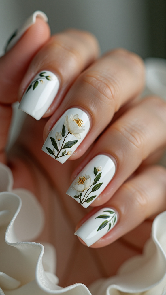 Floral White Nail Designs