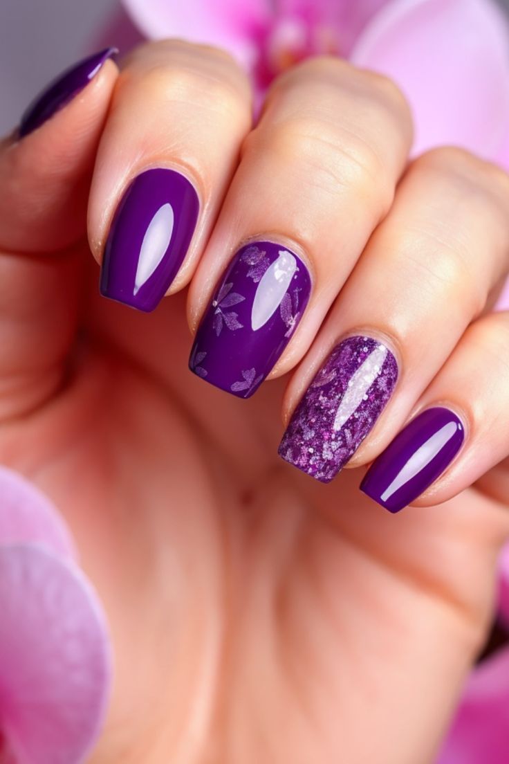 Glittery purple accents