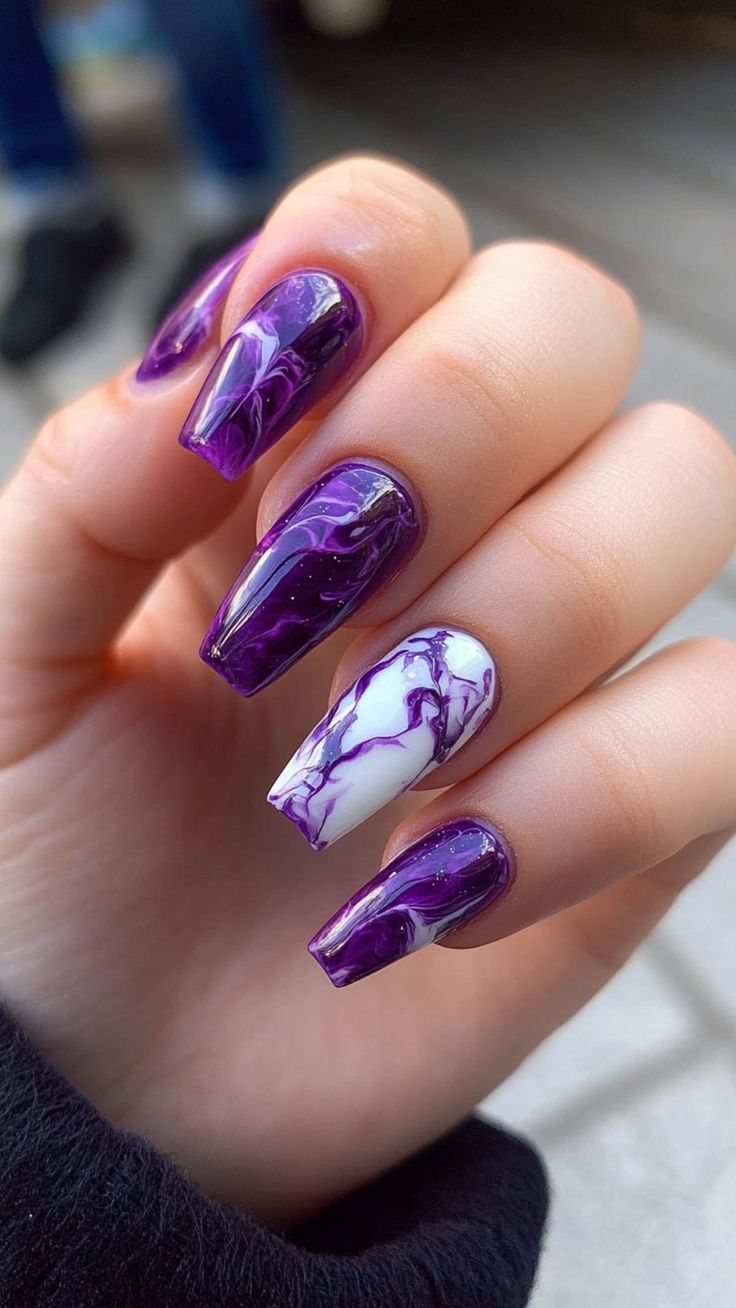 Marbled Purple Nails