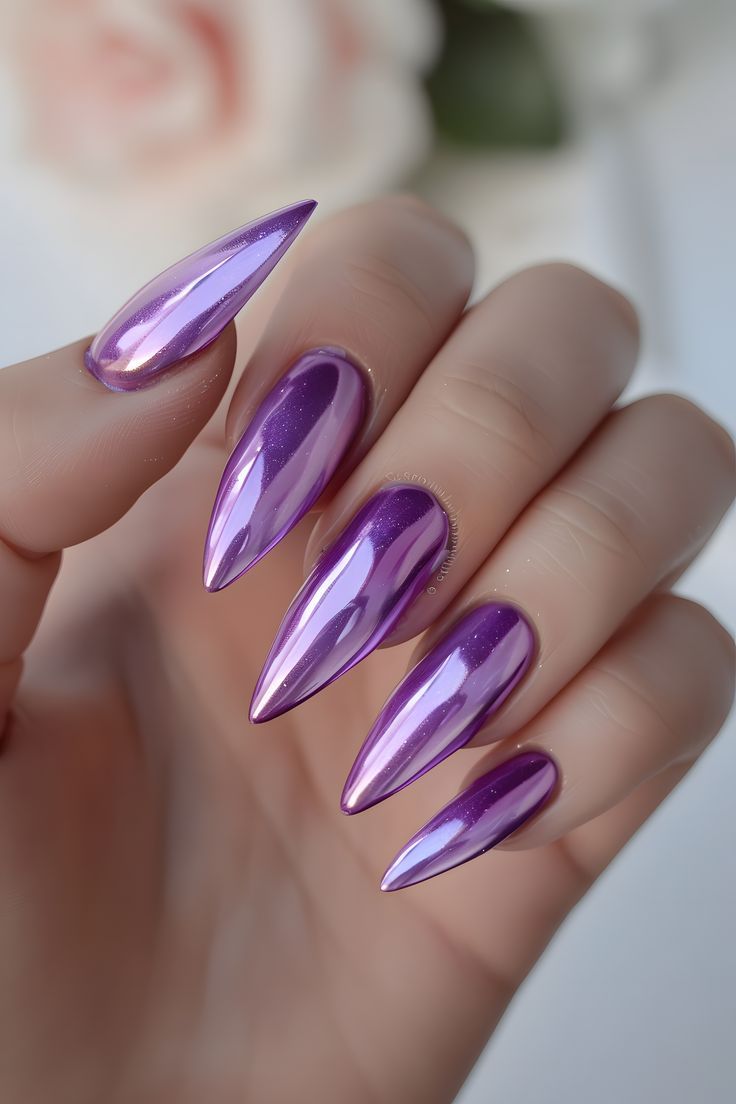 Purple Chrome Nails