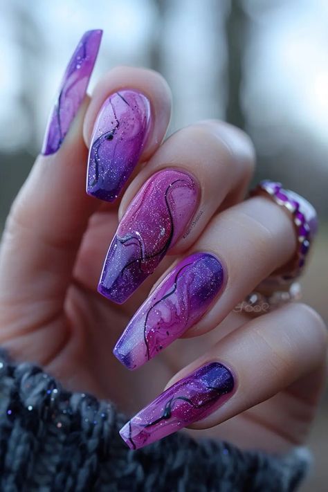 Purple Holographic Nails