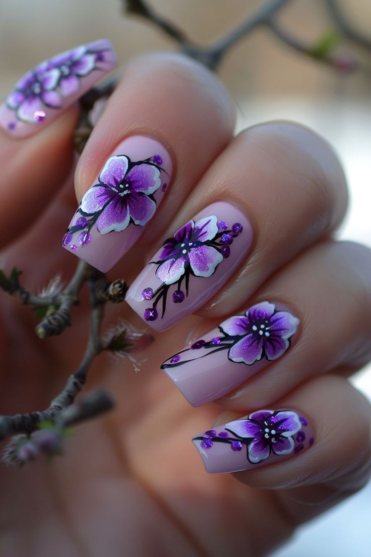 Purple with Floral Accents