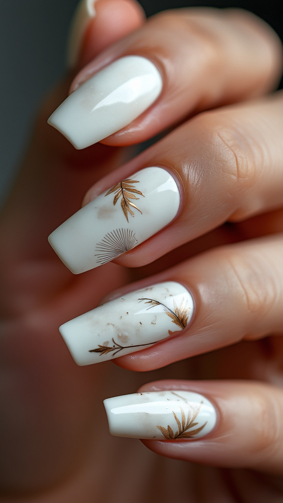 White Abstract Art Nails