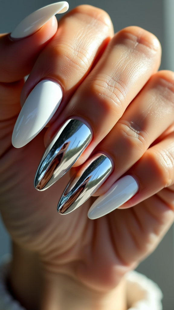 White Chrome Nails