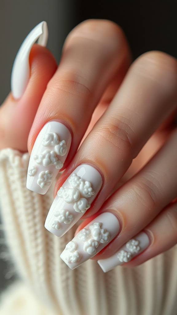 White Cloudy Nails