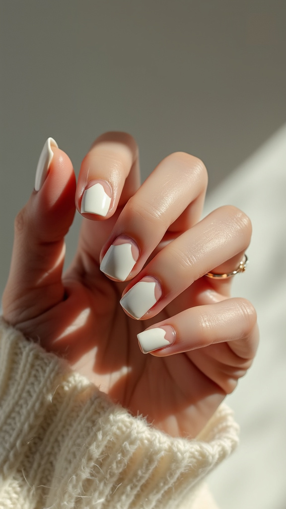 White Negative Space Nails