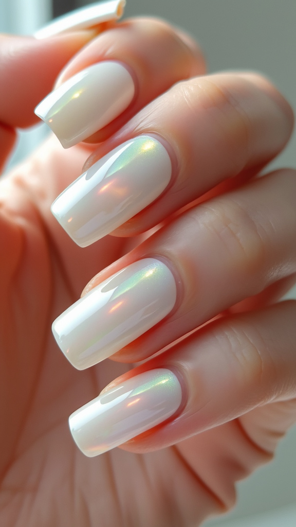 White Pearlescent Nails