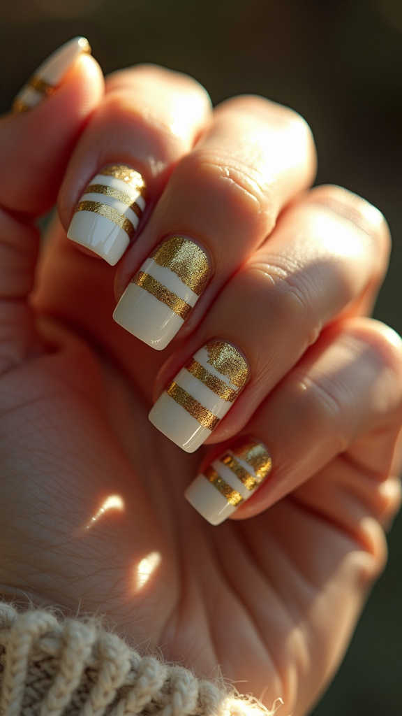 White and Gold Stripes